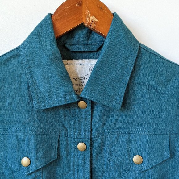 Not Perfect Linen Calico Jacket in Emerald Green, size XS/S. NEW - Picture 3 of 10